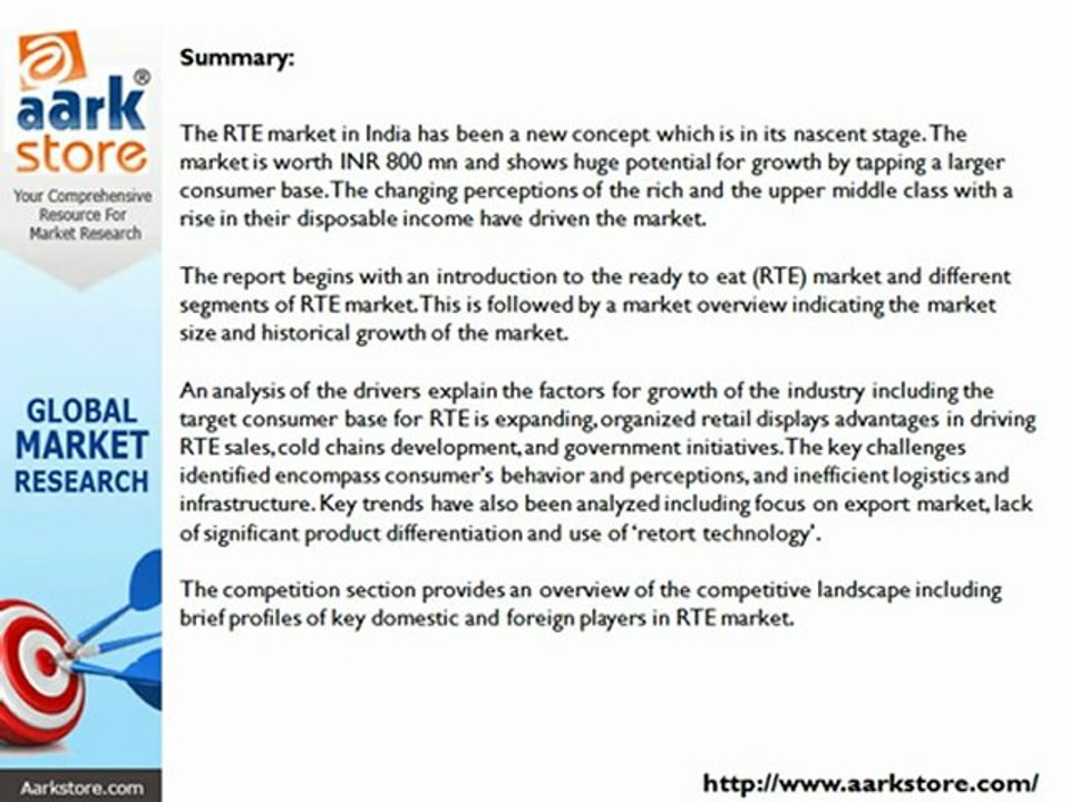 Aarkstore.in - Ready to Eat Market in India 2010 - Food & Beverages, Ready Meal