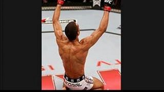 Edson Barboza reacts after knocking out Lucas Martins in their lightweight at the UFC on FX