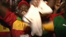 Burkina Faso fans celebrate while Nigeria fans commiserate