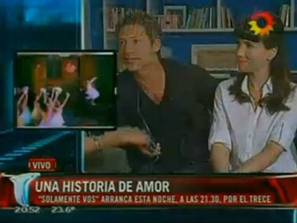 Telenoche - Natalia Oreiro and Adrian Suar interview to present Solamente vos - 21.1.2013