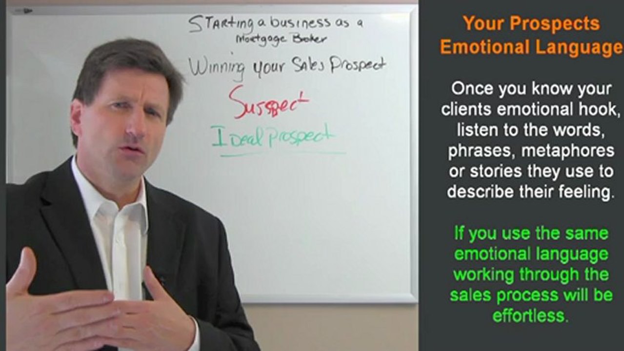 New Mortgage Broker or Loans Officer; Winning Your Sales Prospect Part 3- Prospects Emotion
