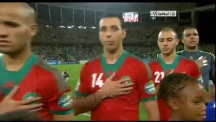 النشيد الوطني بقابلة المغرب الراس -الاخضر