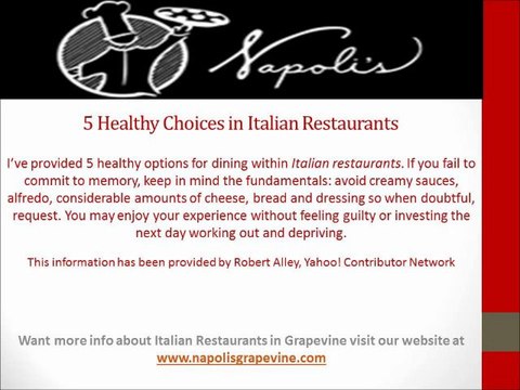 Healthy Meals Offered in Italian Restaurants