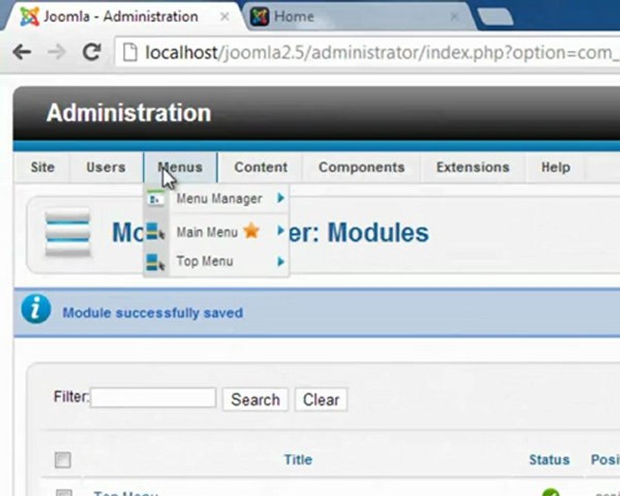 Joomla CMS How to Add Menu Video Tutorial