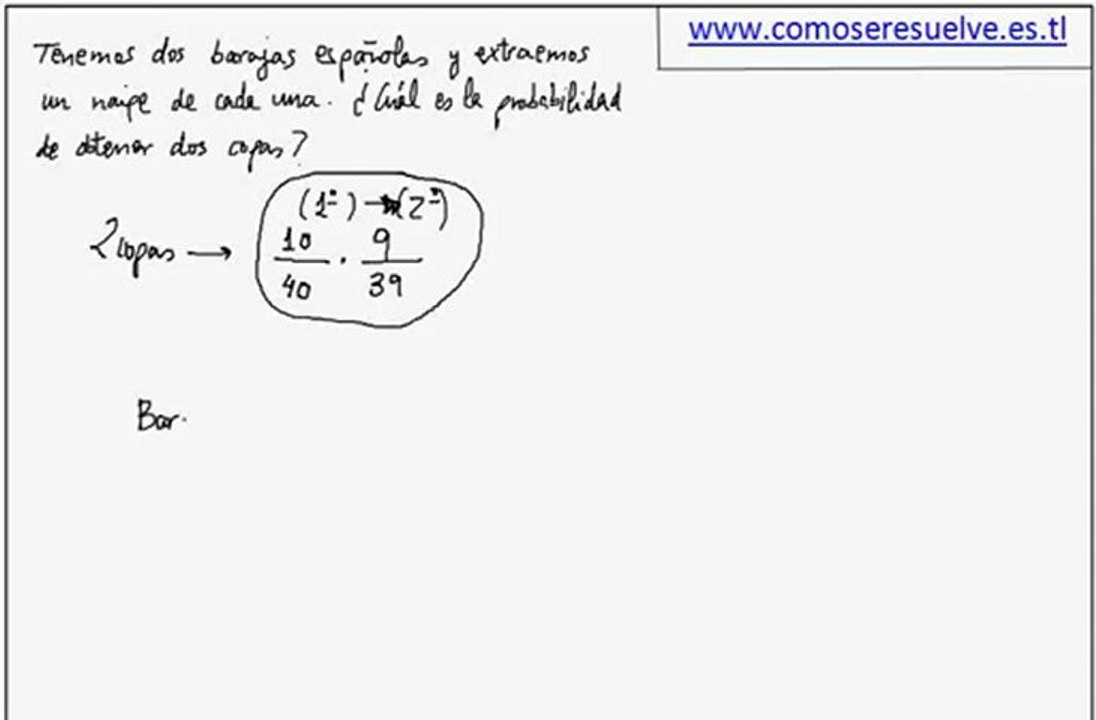 Calculo de probabilidades con cartas ejemplo 2