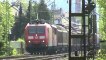 Züge bei Bad Hönningen am Rhein, WLB Taurus, ADAM 202, 2x 151, 155, 3x 185, 3x 143, 2x 425