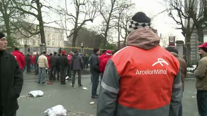 Belgique: manifestation de salariés d'ArcelorMittal à Bruxelles