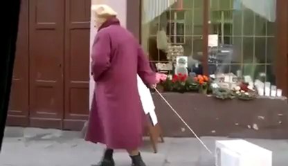 Mamie va promener son...Four micro onde