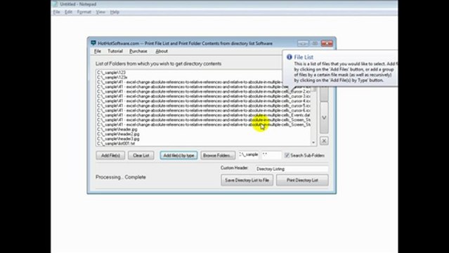 How to print off a list of directory contents in multiple directories