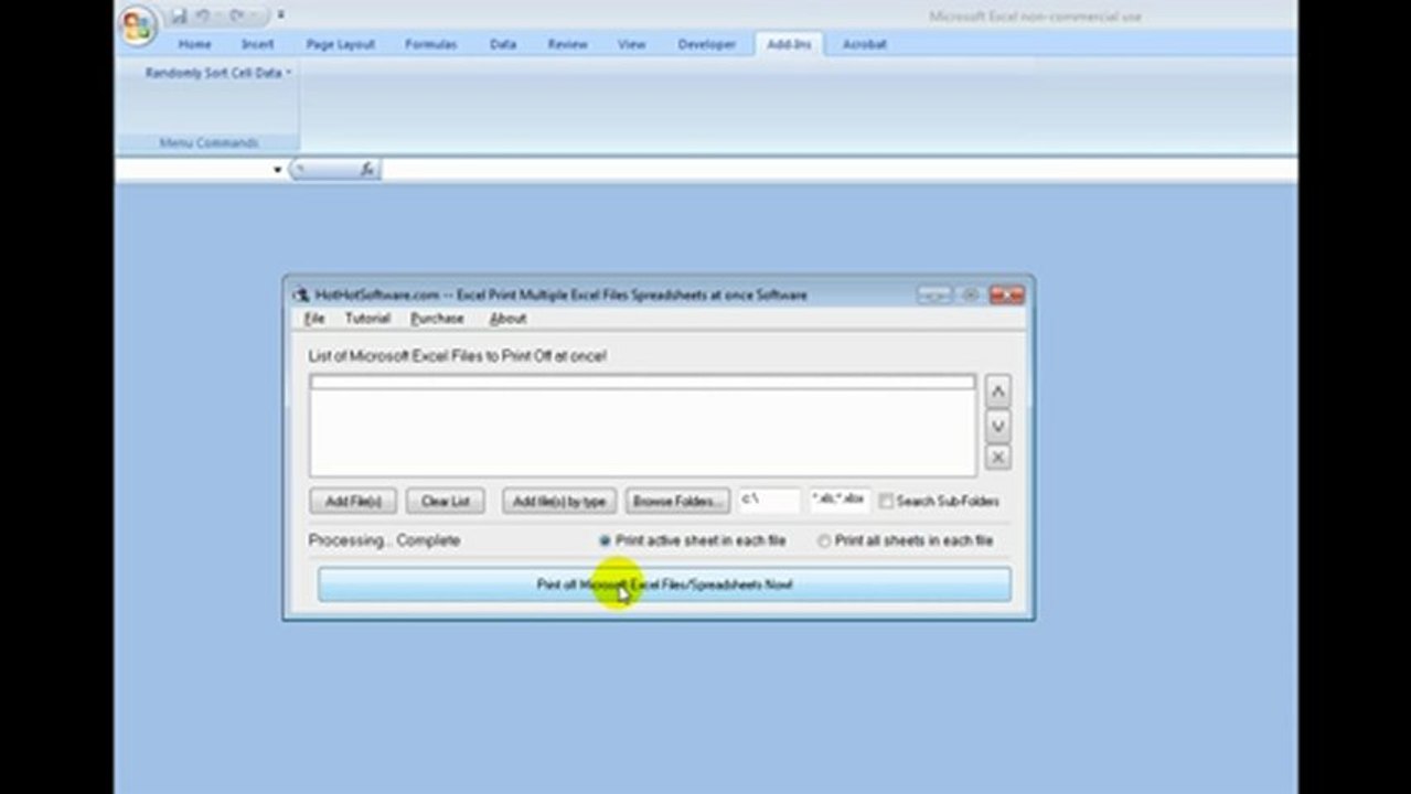 How to print multiple excel spreadsheets at once (including active sheets)