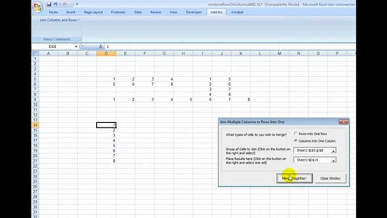 How to join columns in excel and how to join rows in Microsoft Excel