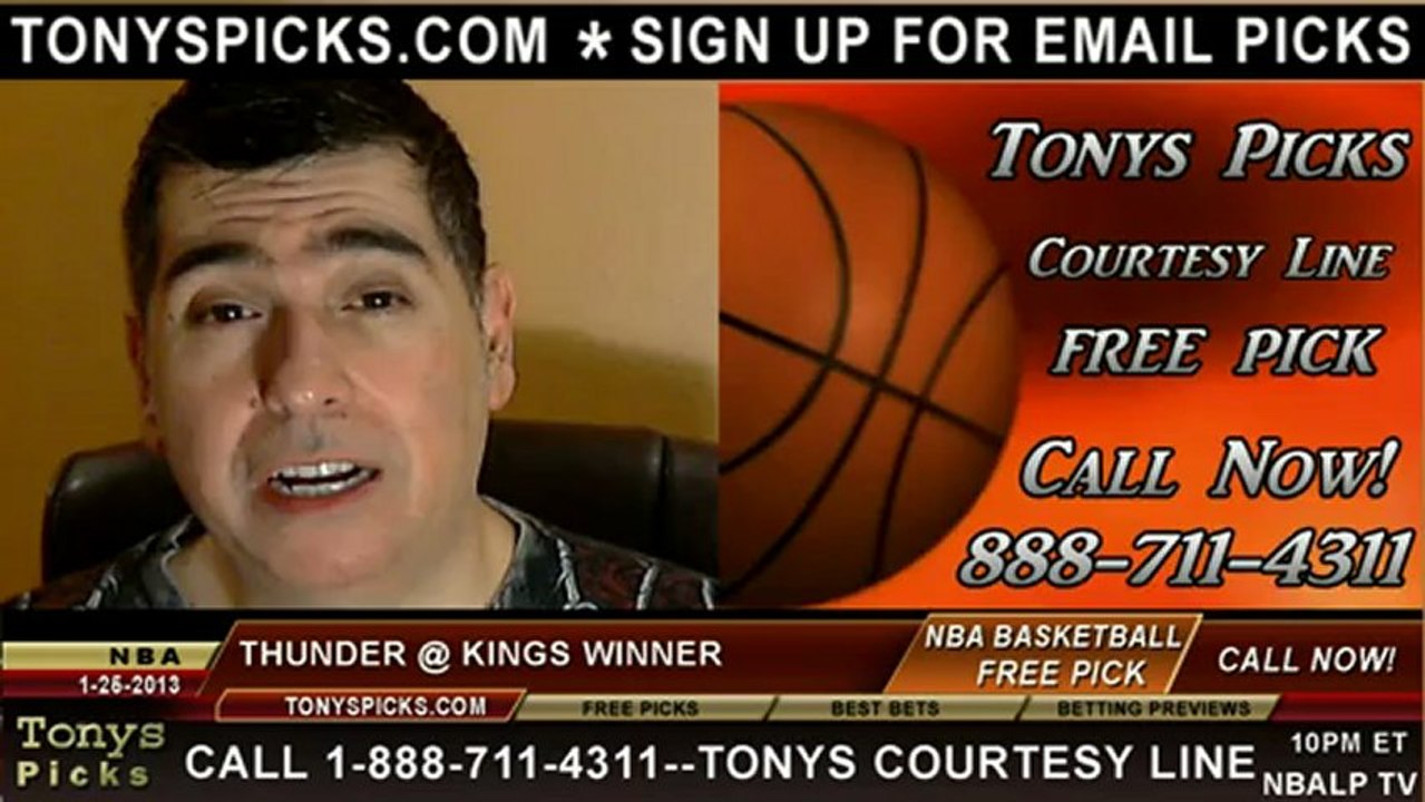 Sacramento Kings versus Oklahoma City Thunder Pick Prediction NBA Pro Basketball Odds Preview 1-25-2013