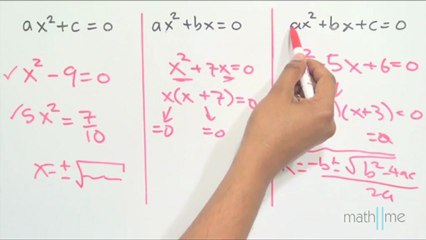 Tipos de ecuaciones cuadráticas (pura, mixta, completa)