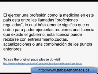 Canada odia a los medicos e ingenieros