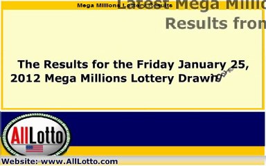 Mega Millions Lottery Drawing Results for January 25, 2013