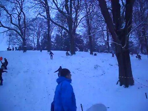 bonne video luge 1805 neige le 20 janv 2013 buttes chaumont paris 75019