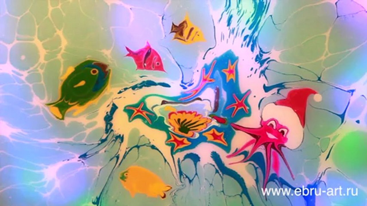 Эбру. Рисунки на воде. Морские обитатели