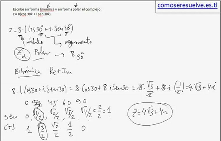 Pasar Un Numero Complejo De Trigonometrica A Polar Y Binomica