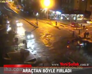 Araçtan böyle fırladı