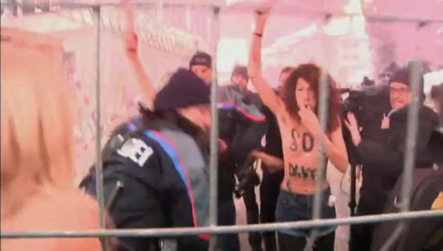 Topless protest: Femen campaigners target the Davos summit