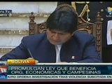 Morales promulgará ley favorable a pequeños productores