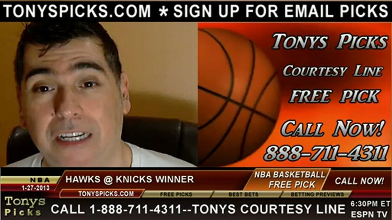 New York Knicks versus Atlanta Hawks Pick Prediction NBA Pro Basketball Odds Preview 1-27-2013