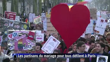 Les partisans du mariage pour tous manifestent à Paris