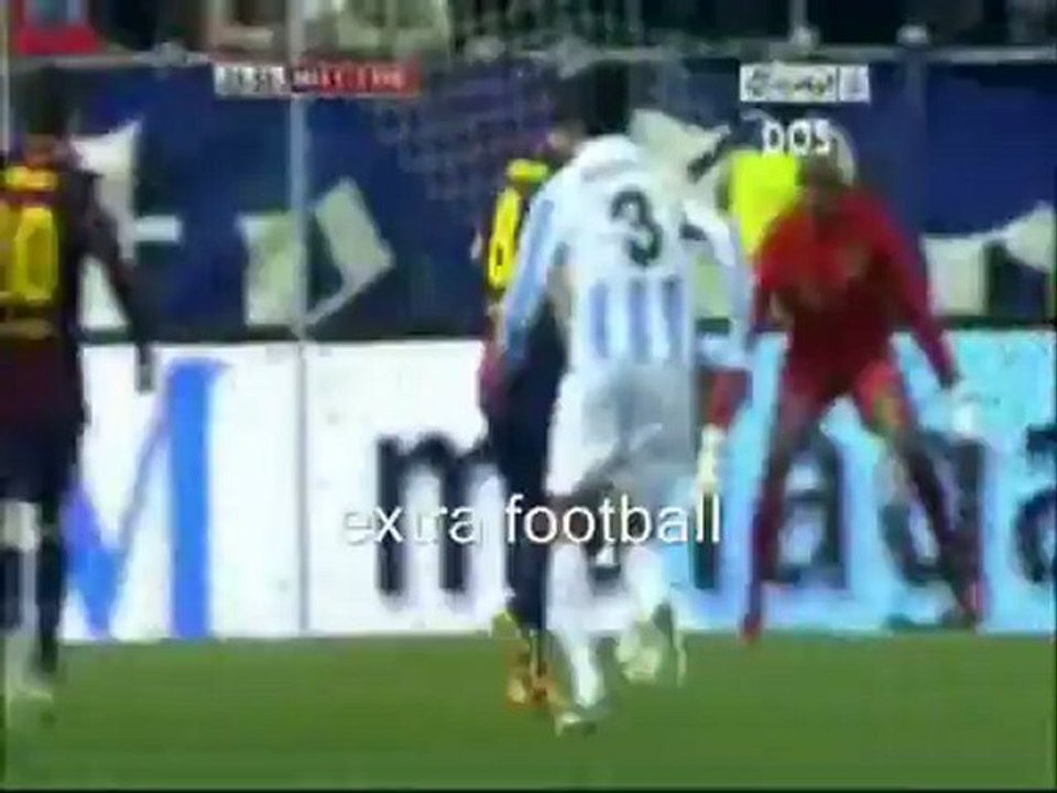 مباراة برشلونة وملجا  مهارات رائعة من ميسى و انيستا