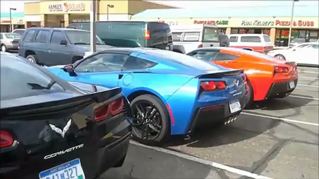 Corvette c7 stingray 2014 first roll out & on the road