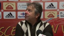 Conférence de presse GFC Ajaccio - Havre AC : Jean-Michel  CAVALLI (GFCA) - Erick MOMBAERTS (HAC) - saison 2012/2013