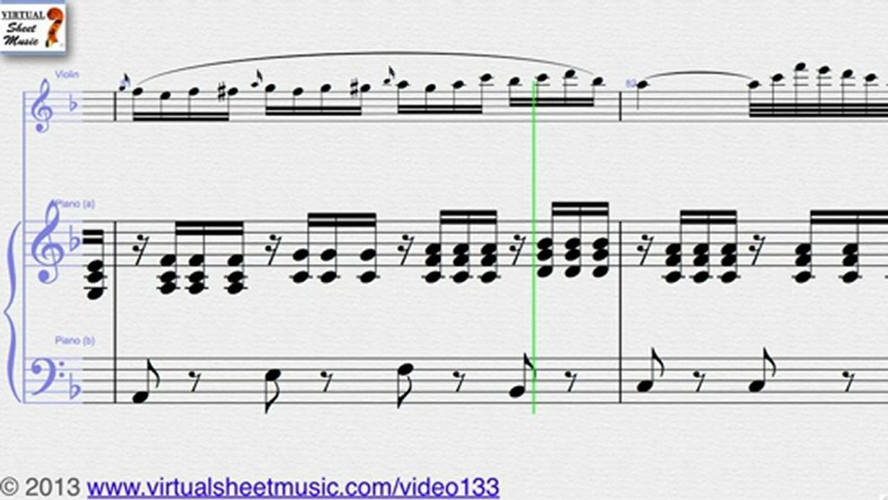 Ludwig van Beethoven Romance Op. 50 in F major violin and piano sheet music - Video Score