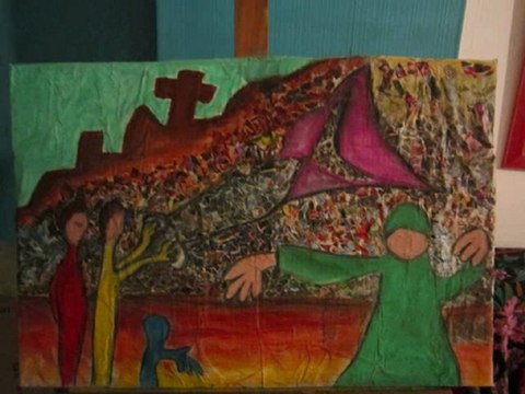 à la plage, tableaux et dessins