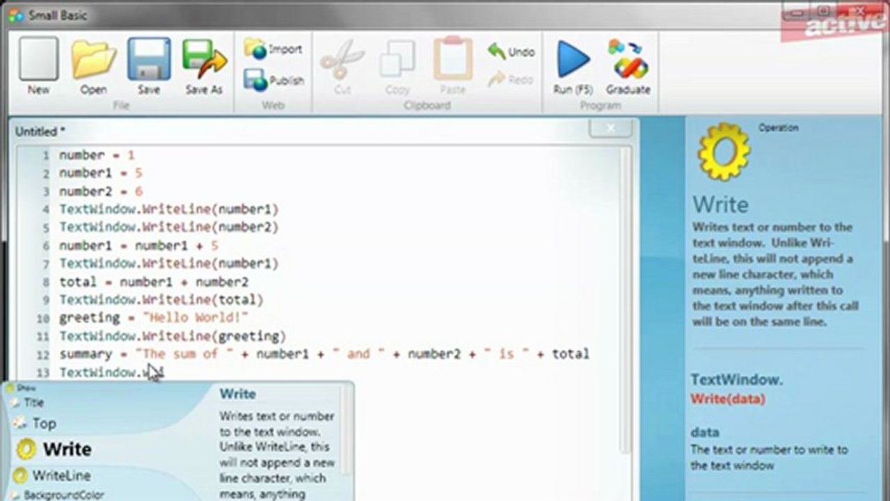 Small Basic Guide: 2 Storing information in variables