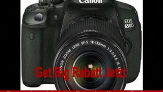 Canon EOS 650D SLR Digitalkamera (18 Megapixel, 7,6 cm (3 Zoll) Touch-Display, Full HD) Kit inkl. EF-S 18-135 IS STM Objektiv schwarz