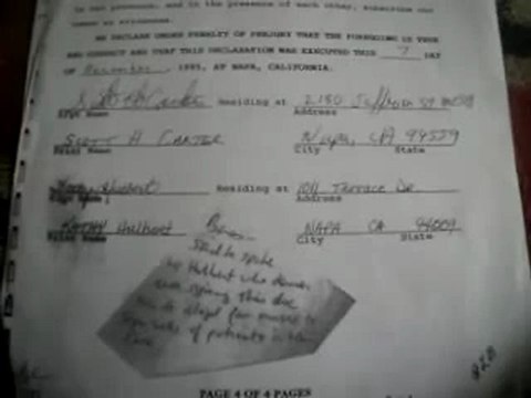 Home Health Aid Mary Hamler became the Executor of this Estate. I am calling Piner's Nursing Home, Napa, California. I am asking for Cathy Hulbert, Gladys Bruno's nurse at Piners.