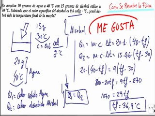 Primer principio de la termodinamica calcular temperatura de la mezcla