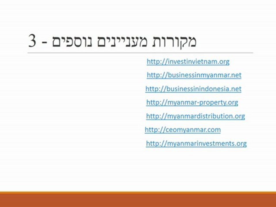 Business in Myanmar (in Hebrew for Israeli companies)