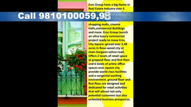 Book Eros City Square Gurgaon 9810100067,Retail Shops & Commercial Offices