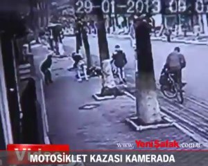 Motosiklet kazası kamerada