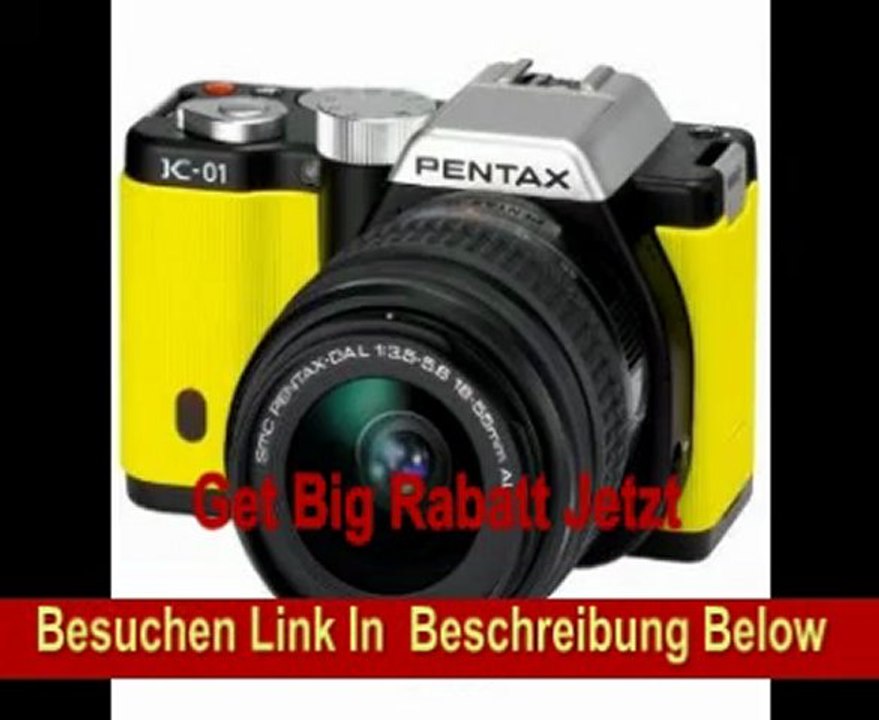 Pentax K-01 SLR Digital Kamera (16 Megapixel, 3-fach opt. Zoom, 7,6 cm (3 Zoll) Display, Full-HD Video, bildstabilisiert) inkl. 18-55mm Objektiv schwarz/gelb