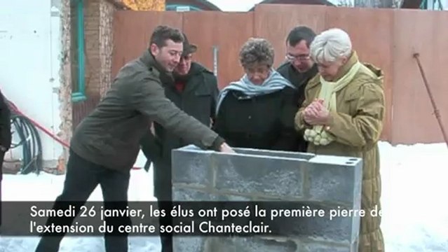 Pose de la première pierre du chantier d'extension di centre Chanteclair de Saint-Nicolas