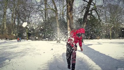 Slow motion snow fight