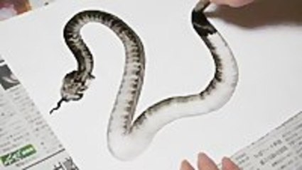 Amazing Snake Drawing in One Brushstroke