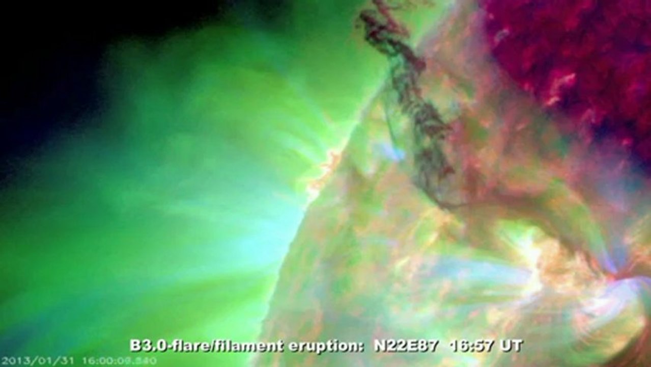 SOLAR ACTIVITY UPDATE: Erupting Filaments/CME/Glancing Blow(Feb 1st, 2013).