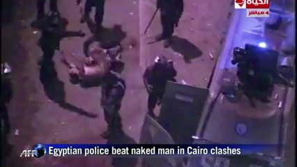 Clip of Egyptian police beating naked man in night protest