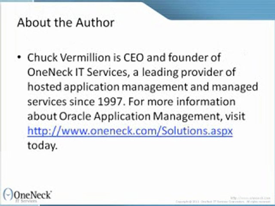 Oracle Application Management: How Outsourcing Delivers Business Value