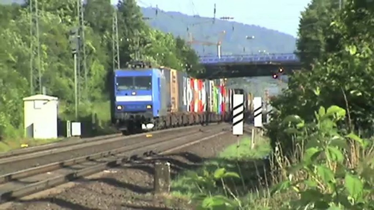 Züge Sinzig-Bad Breisig, Alpha Trains 145, Rhenus Logistics Mak, 185, ICE, 5x 101, 2x 146, 4x 460