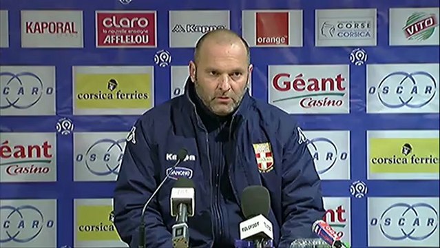 Conférence de presse SC Bastia - Evian TG FC : Frédéric HANTZ (SCB) - Pascal DUPRAZ (ETG) - saison 2012/2013