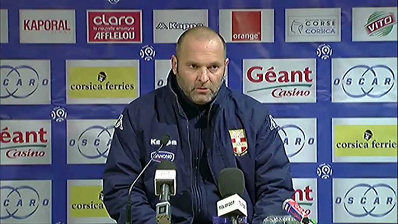 Conférence de presse SC Bastia - Evian TG FC : Frédéric HANTZ (SCB) - Pascal DUPRAZ (ETG) - saison 2012/2013