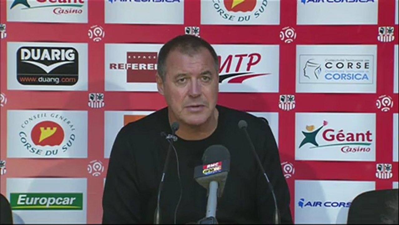 Conférence de presse AC Ajaccio - Olympique Lyonnais : Albert EMON (ACA) - Rémi GARDE (OL) - saison 2012/2013